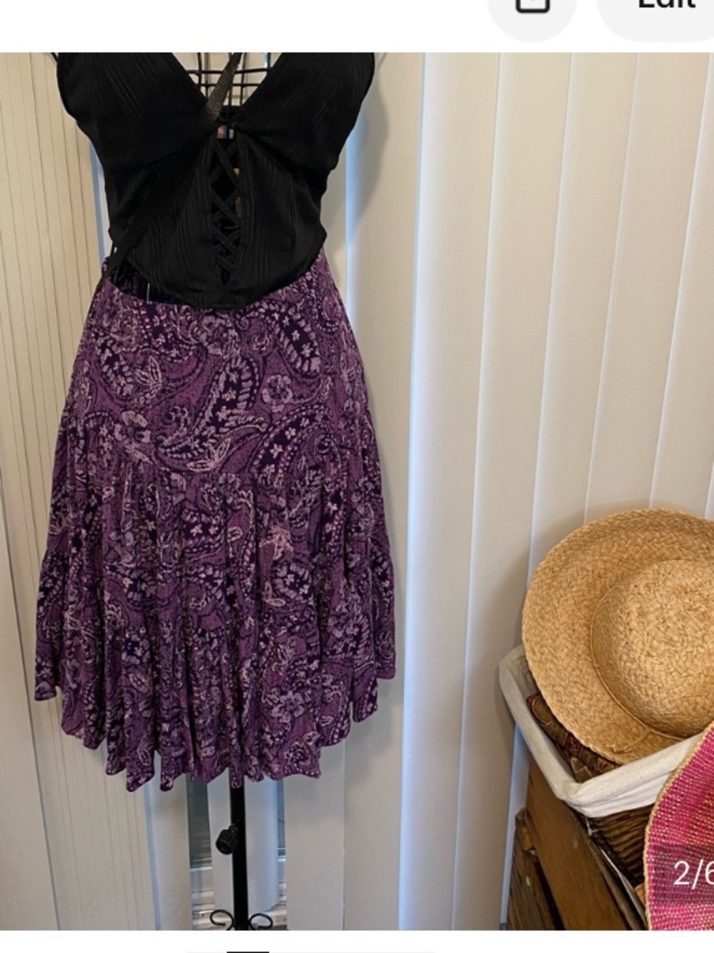 Women's Purple Paisley Tiered dancing Skirt by Two Stepping Designs - Picture 2 of 7